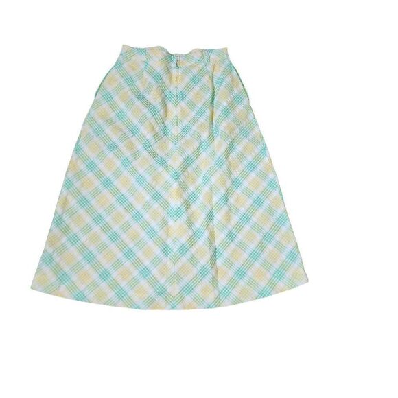 Vintage 70s Jantzen A-Line Skirt Womens Size M Green Pastel Plaid Preppy - Picture 2 of 4